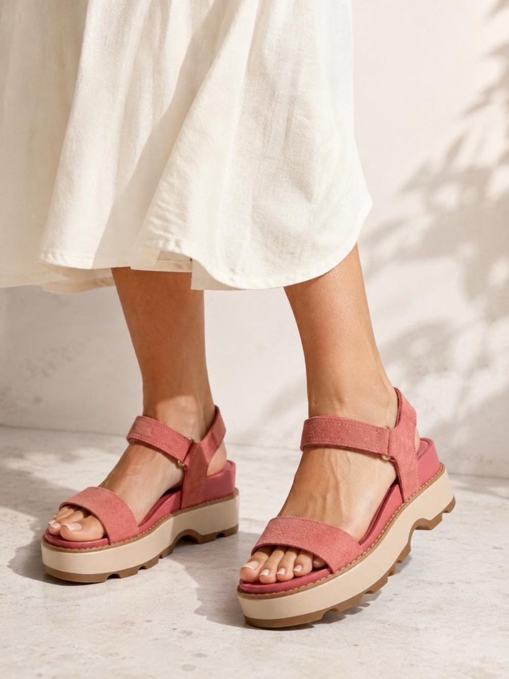 Sorel Platform Sandals Women's Coral Suede Ankle Strap Size 9.5 NWT